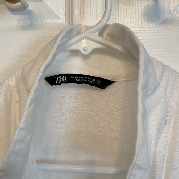 ZARA White Linen blend belted pantsuit jumpsuit romper Size XS - Picture 6 of 11